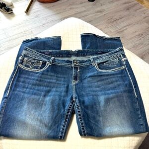 Vigoss Women’s New York Slim Boot 26 mid rise western bedazzled jeans denim